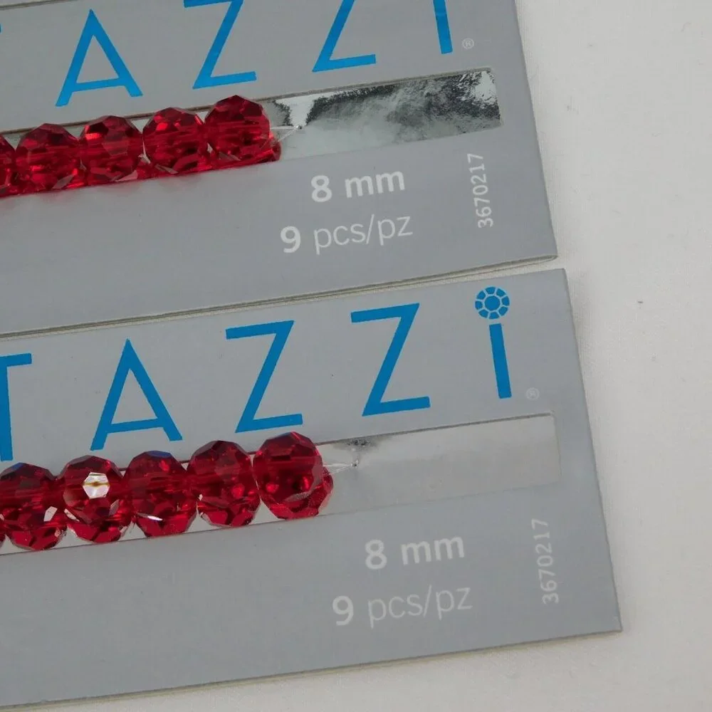 Crystazzi Beads Lot of 6 Mixed Colors Sizes Red White Green Round Bicone 4mm-8mm